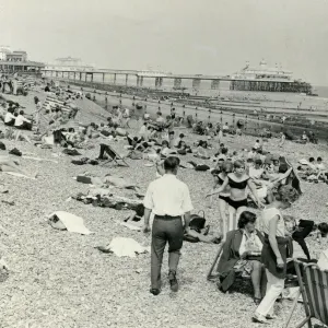 People on the beach, Eastbourne, Sussex