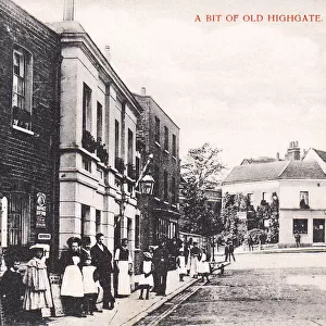People and shops in Old Highgate, North London