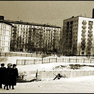 People walking in a Moscow suburb