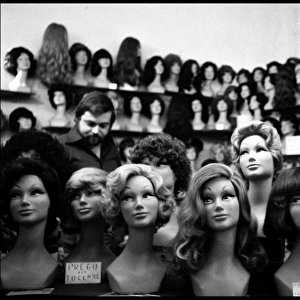 People in a wig shop Italy early