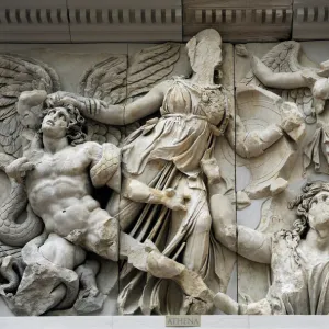 Pergamon Altar. Athena against the giant Alcyoneus