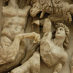 Pergamon Altar. Detail. Gigantomachy. Triton. Pergamon Museu