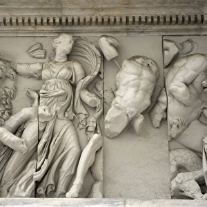 Pergamon Altar. Goddess Rhea or Cybele riding on a lion next