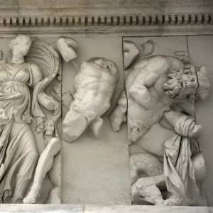 Pergamon Altar. Goddess Rhea or Cybele riding on a lion next