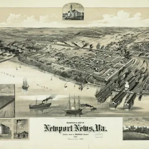 Perspective map of Newport News, Va. County seat of Warwick