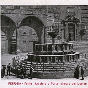 Perugia, Italy - Fonte Maggiore and Gate by the Duomo
