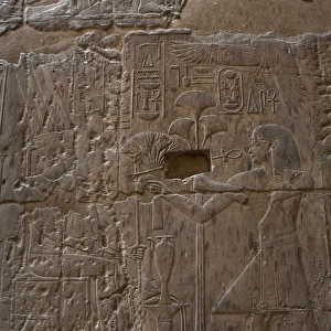 Pharaoh Amenhotep III offering to the god Amun lotus flower