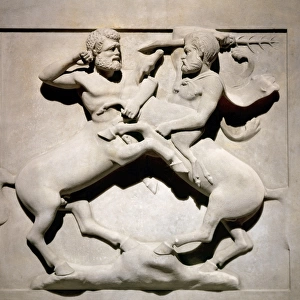 Phoenician. Lycian Sarcophagus. 5th BC. Batlle of centaurs