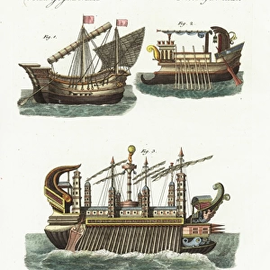 Phoenician merchant ship, warship, and floating
