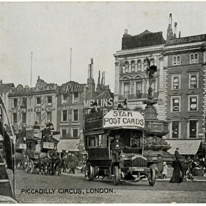 Piccadilly Circus, London - Horse and Motor Buses