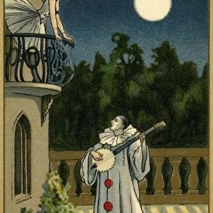Pierrot serenading pierrette