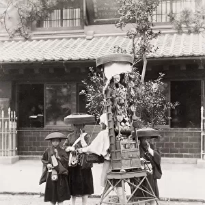 Pilgrims with portable altar, Japan