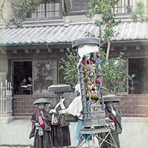 Pilgrims with a portable altar, Japan, circa 1890