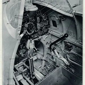 Pilots cockpit of a spitfire 1940