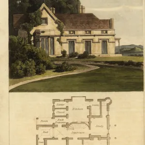 Plan and elevation of a Regency vicarage house