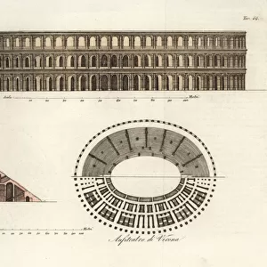 Plan and elevation of the Verona Arena, built in AD30