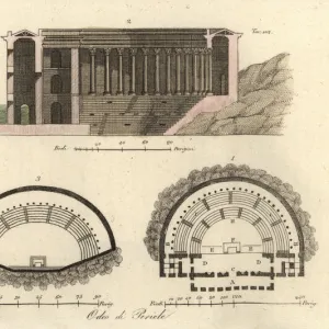 Plans and section of the Odeon of Pericles, Athens, Greece