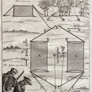 Plate showing hunters and various ways to trap birds