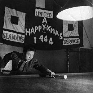 Playing billiards in United Seamans Service club, 1944