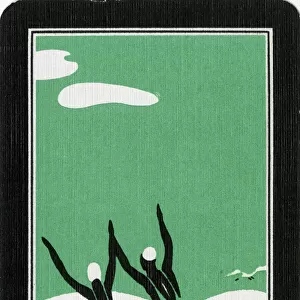 Playing Card Back - Bathers - Green and White - Art Deco