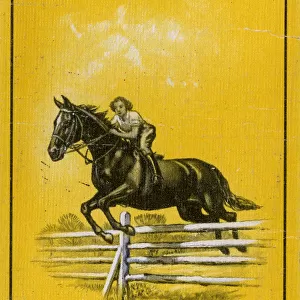 Playing Card Back - Female Horse jumping a fence