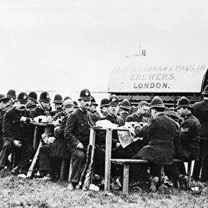 Police eating lunch at the Epsom Coronation Derby