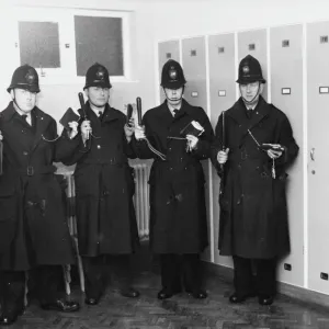 Policemen in station parade room, London