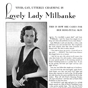 Ponds Cream advertisement featuring Lady Milbanke