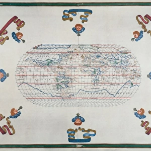 Portolan chart atlas, 1591. World map. Renaissance