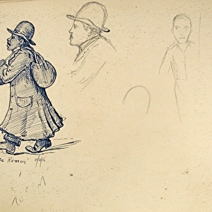 A portrait of Corporal Kitchen Pen & Ink sketch verso