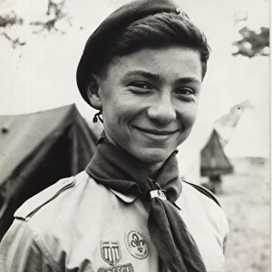 Portrait of a Greek boy scout at camp