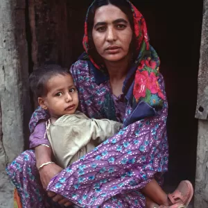 Portrait of mother and boy child, Kashmir