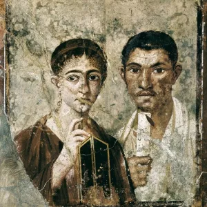 Portrait of Paquius Proculus. and his wife. Roman fresco