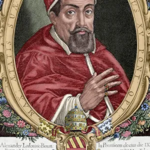 Portrait of Pope Gregory XV (1554-1623). Engraving by Peter