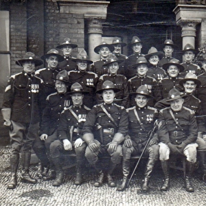 Post-WWI photograph of a group of Canadian soldiers