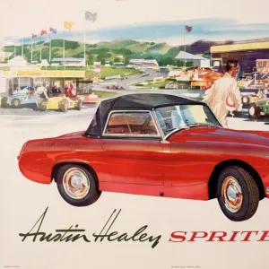 Poster advertising Austin Healey Sprite MK II