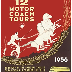 Poster advertising motor coach tours in Greece