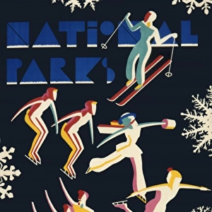 Poster advertising National Parks for winter sports
