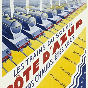 Poster advertising trains to the Cote d Azur