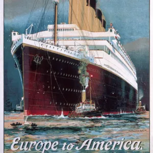 Poster advertising the White Star Line, Europe to America