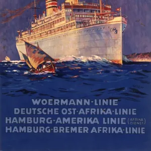 Poster advertising the Woermann Line