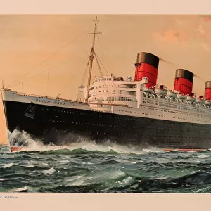 Poster, Cunard cruise liner the Queen Mary