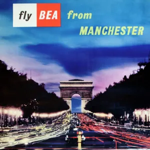 Poster, Fly BEA from Manchester to Paris