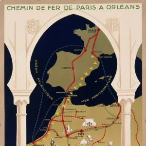 Poster for French railways to Morocco