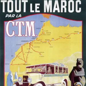 Poster for French railways to Morocco