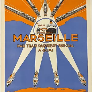 Poster, Paris to Marseille to North Africa by rail and sea