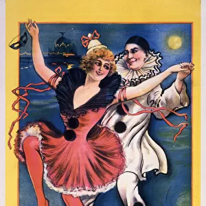 Poster, Pierrot and woman dancing
