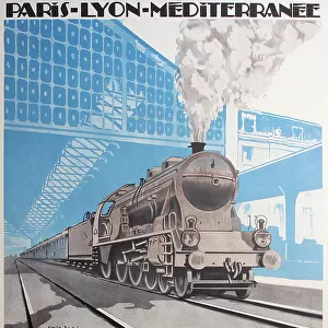 Poster, PLM railway route to the Cote d'Azur, France