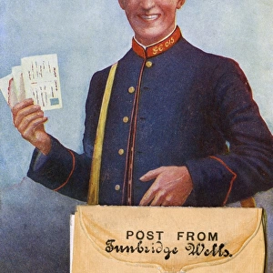 Postman with post from Tunbridge Wells, Kent