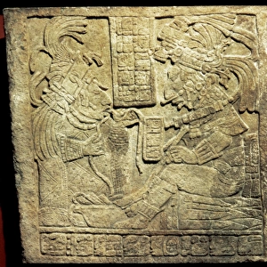 Pre-Columbian art. Lintel 17 from Yaxchilan, Late Classic Ma
